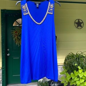 Royal blue beaded summer tank
